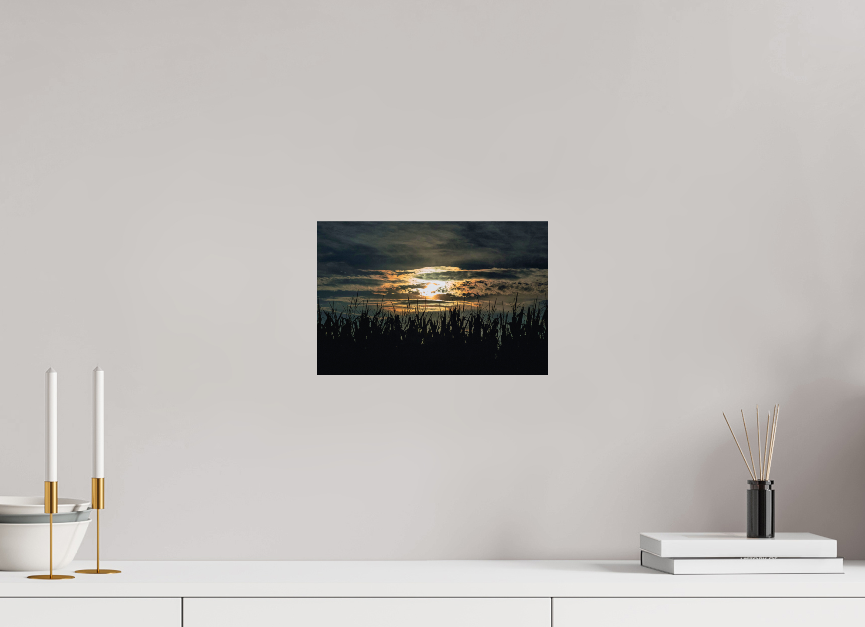 12 x 8″, Hahnemuhle FineArt Pearl Paper Corn at Sunset on Hahnemuhle FineArt Pearl Paper