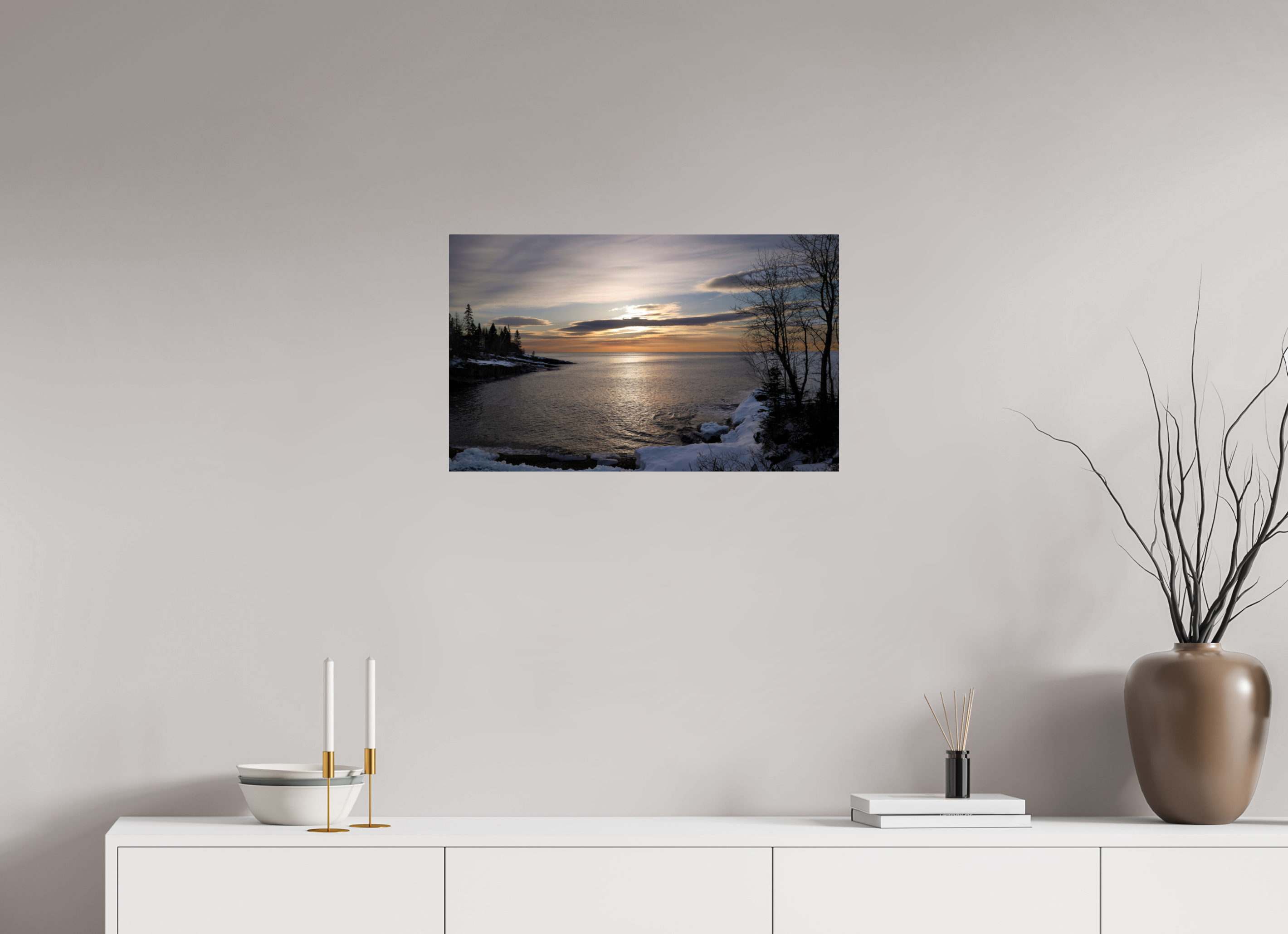26.3 x 16″, Photo Print Under Acrylic Glass Lake Superior Sunrise on acrylic glass
