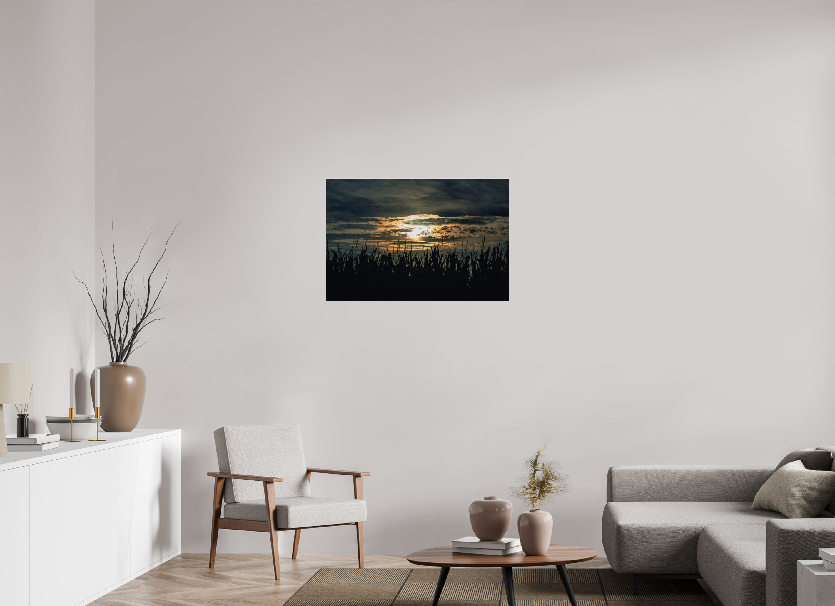36 x 24″, Photo Print Under Acrylic Glass Corn at Sunset on acrylic glass