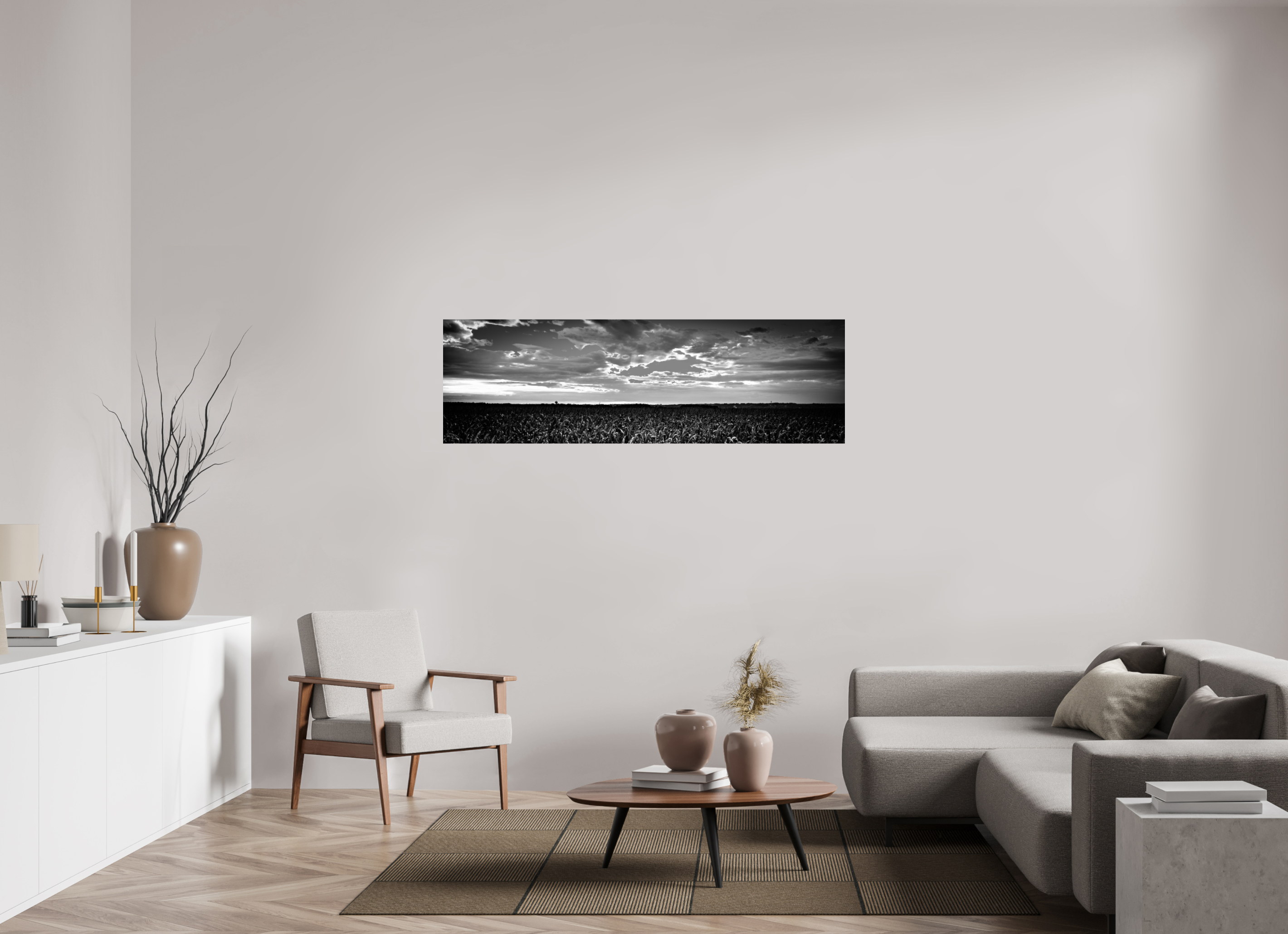 64.7 x 20″, Hahnemuhle FineArt Pearl Paper Cornfield Sunset on Hahnemuhle FineArt Pearl Paper