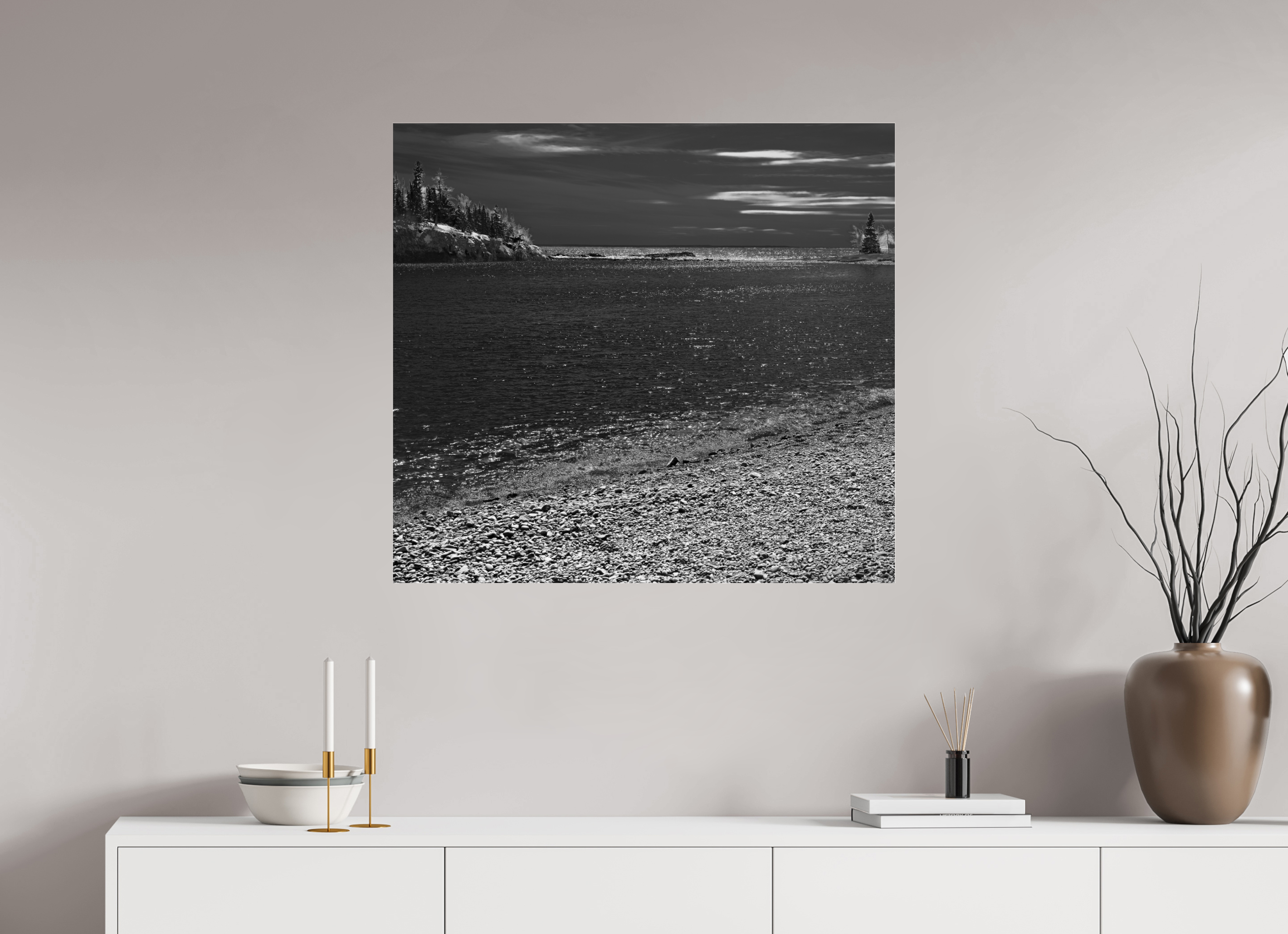 33.8 x 31″, Photo Print Under Acrylic Glass Superior Shoreline on acrylic glass