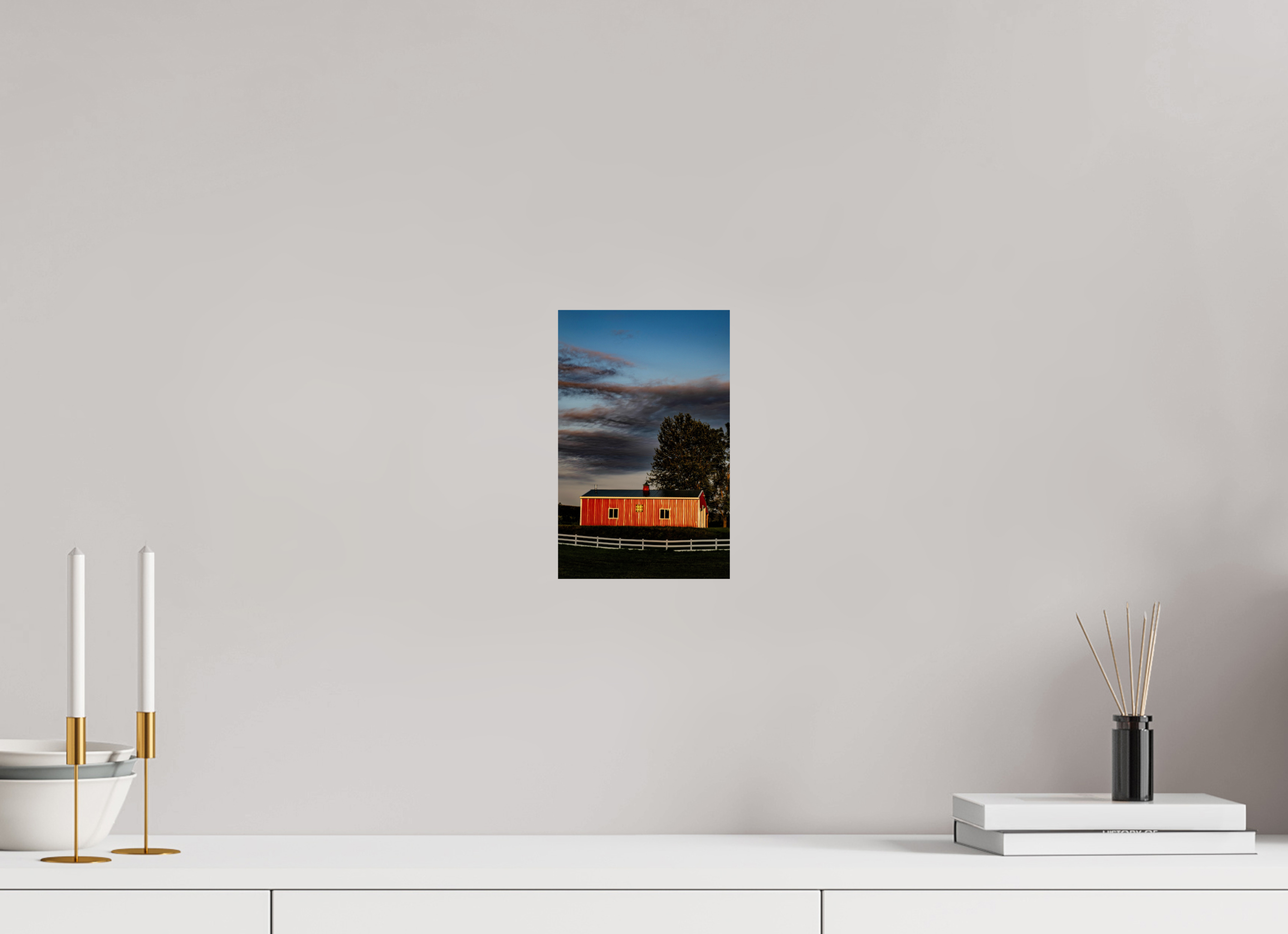 6 x 9.4″, Hahnemuhle FineArt Pearl Paper Barn at Sunset on Hahnemuhle FineArt Pearl Paper