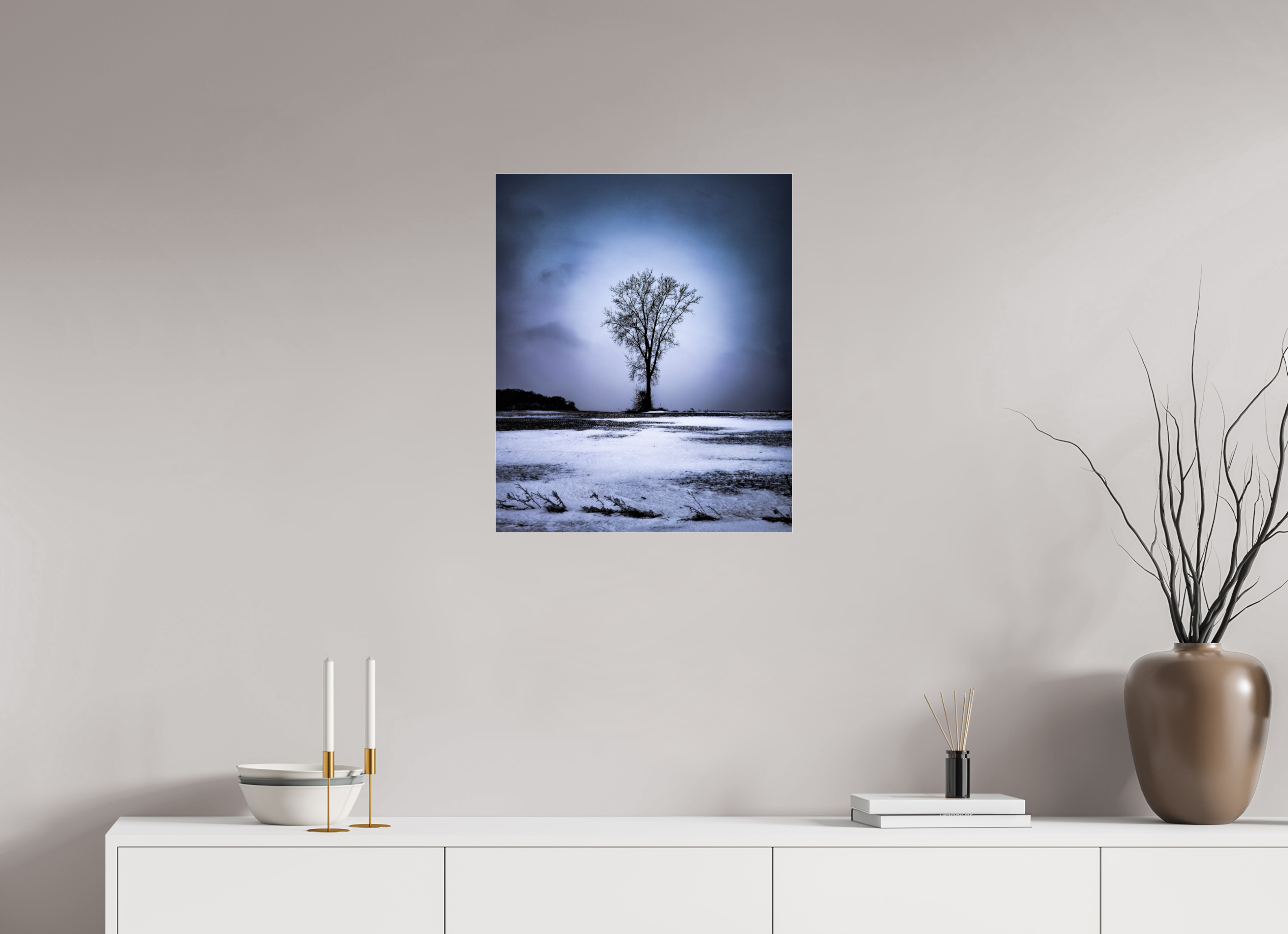 20 x 24.2″, Photo Print Under Acrylic Glass Minnesota Winter Tree on Acrylic Glass