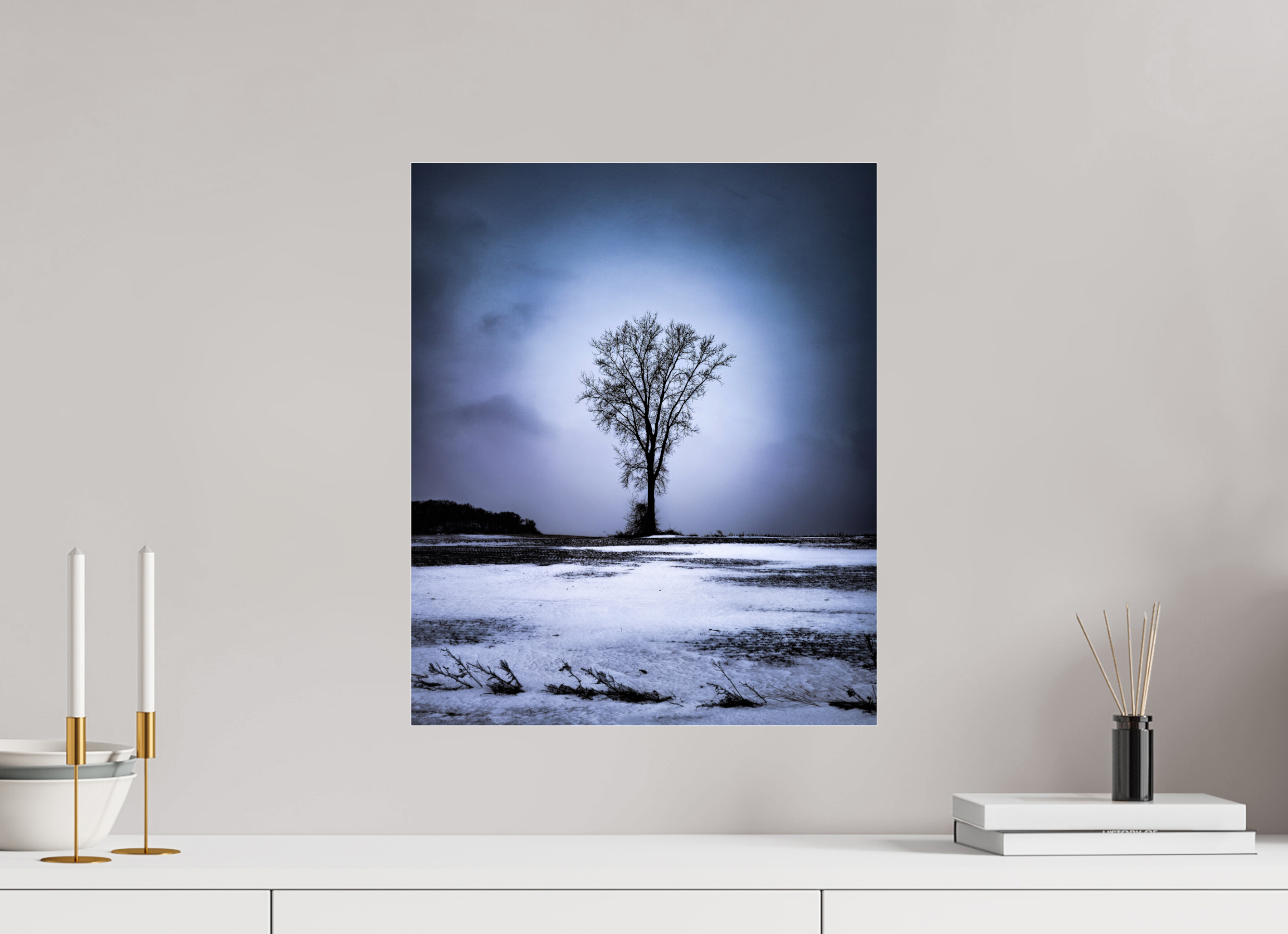 16 x 19.3″, Photo Print Under Acrylic Glass Minnesota Winter Tree on Acrylic Glass