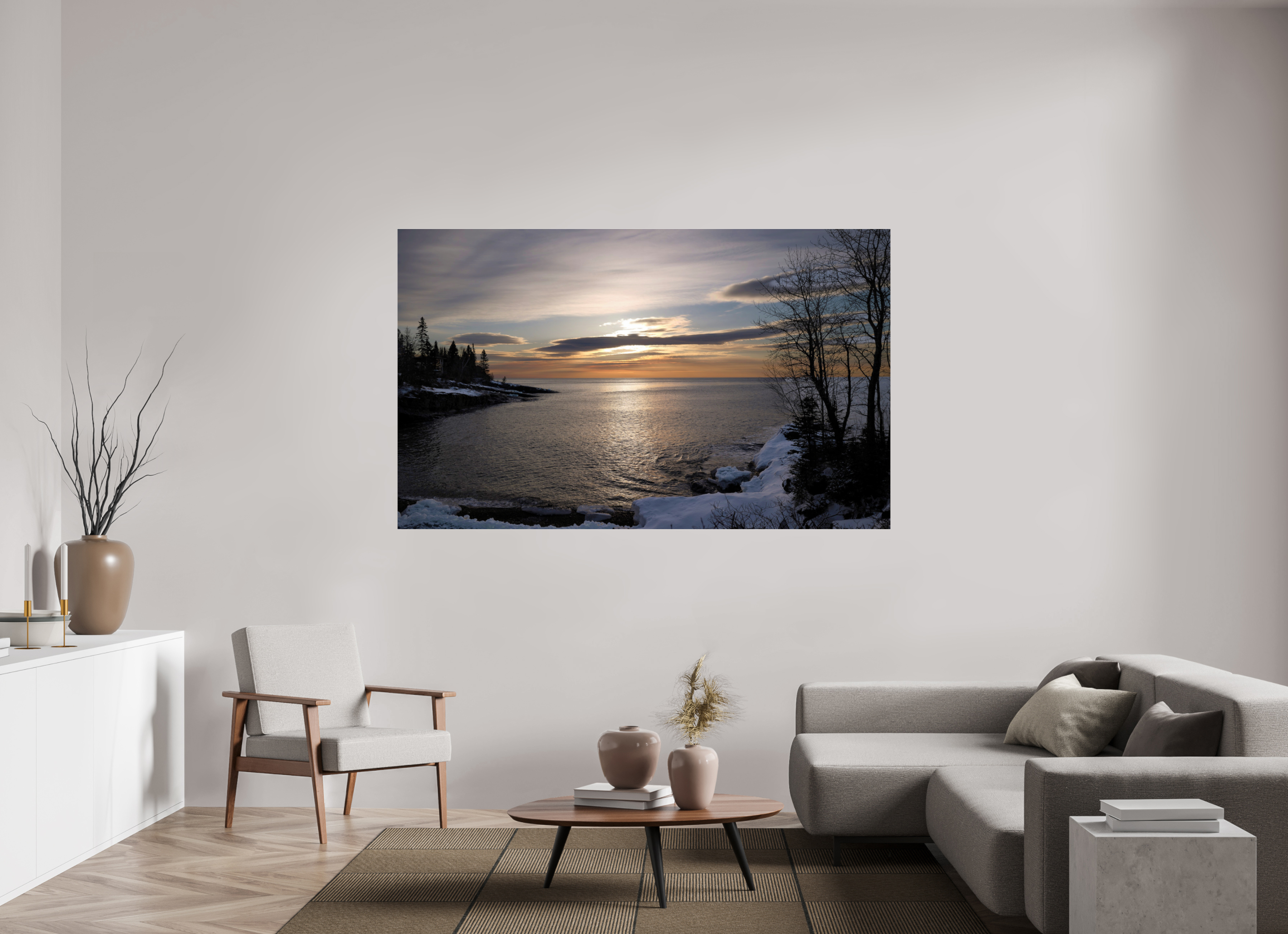 77.2 x 47″, Photo Print Under Acrylic Glass Lake Superior Sunrise on acrylic glass