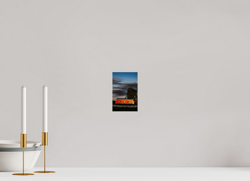4 x 6.3″, Photo Print Under Acrylic Glass Barn at Sunset on acrylic glass