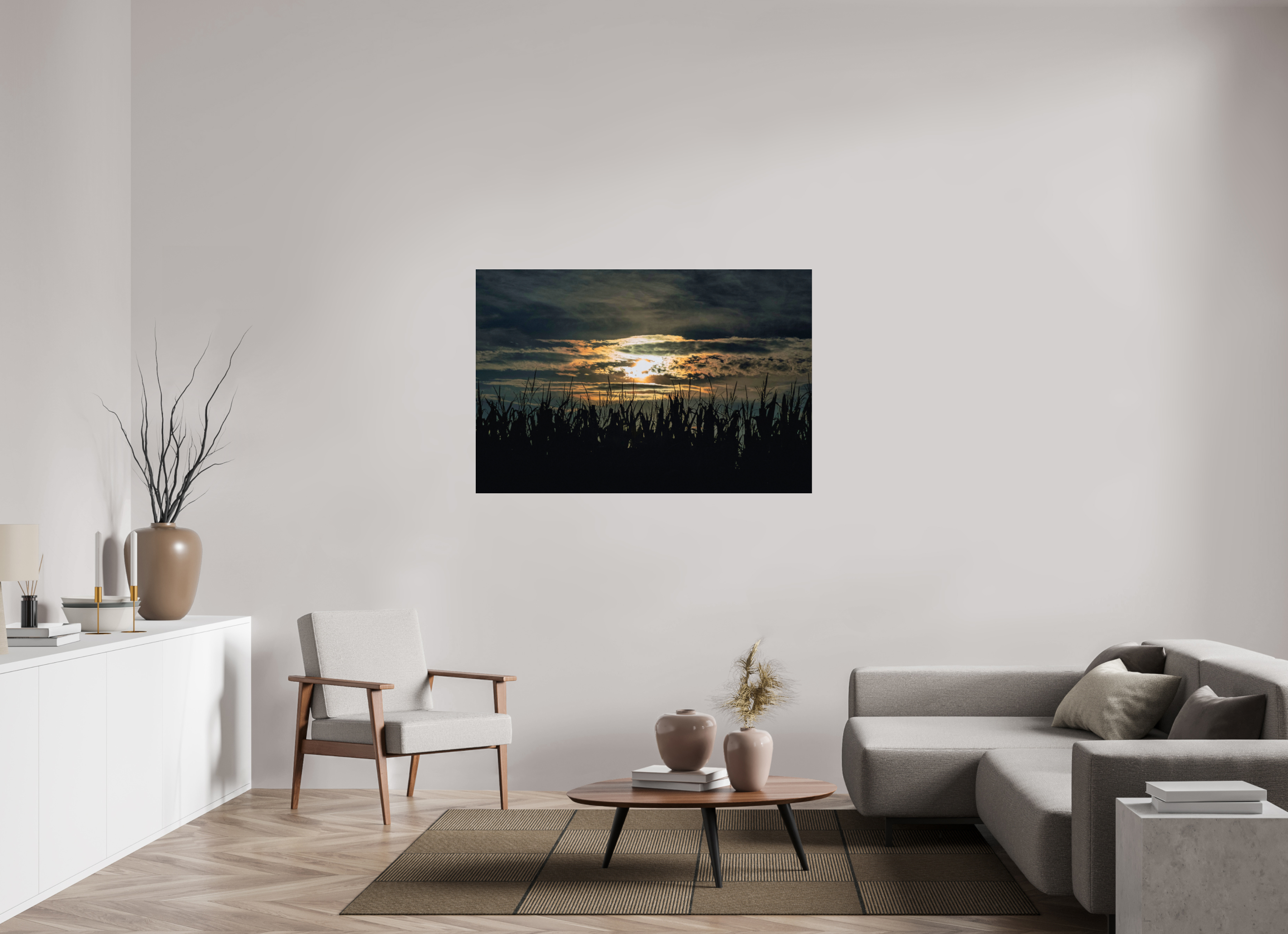 54 x 36″, Photo Print Under Acrylic Glass Corn at Sunset on acrylic glass