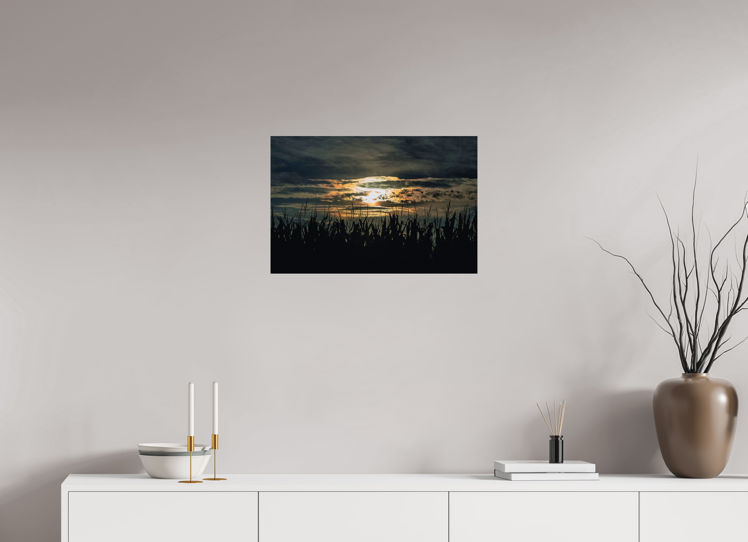 24 x 16″, Photo Print Under Acrylic Glass Corn at Sunset on acrylic glass