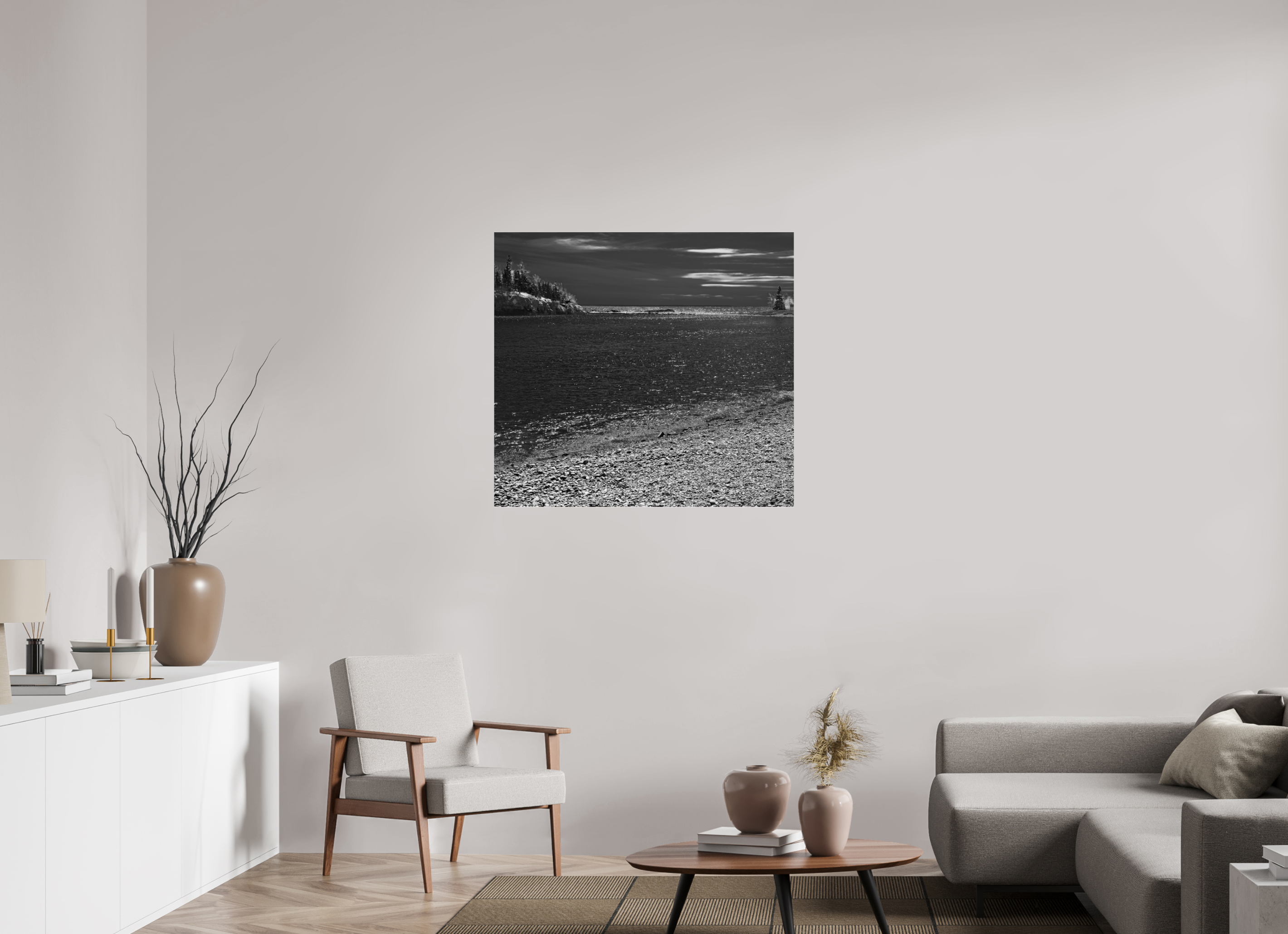 38.2 x 35″, Photo Print Under Acrylic Glass Superior Shoreline on acrylic glass
