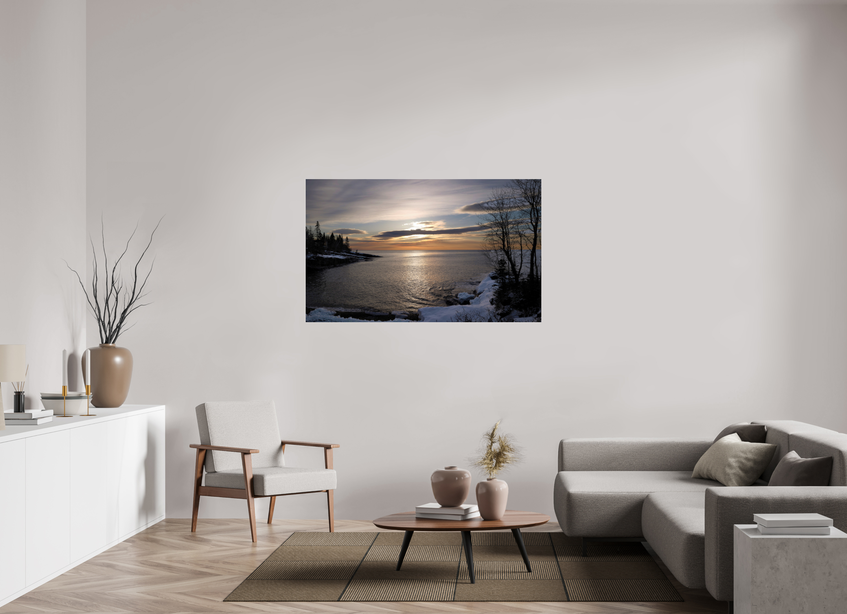 57.5 x 35″, Photo Print Under Acrylic Glass Lake Superior Sunrise on acrylic glass