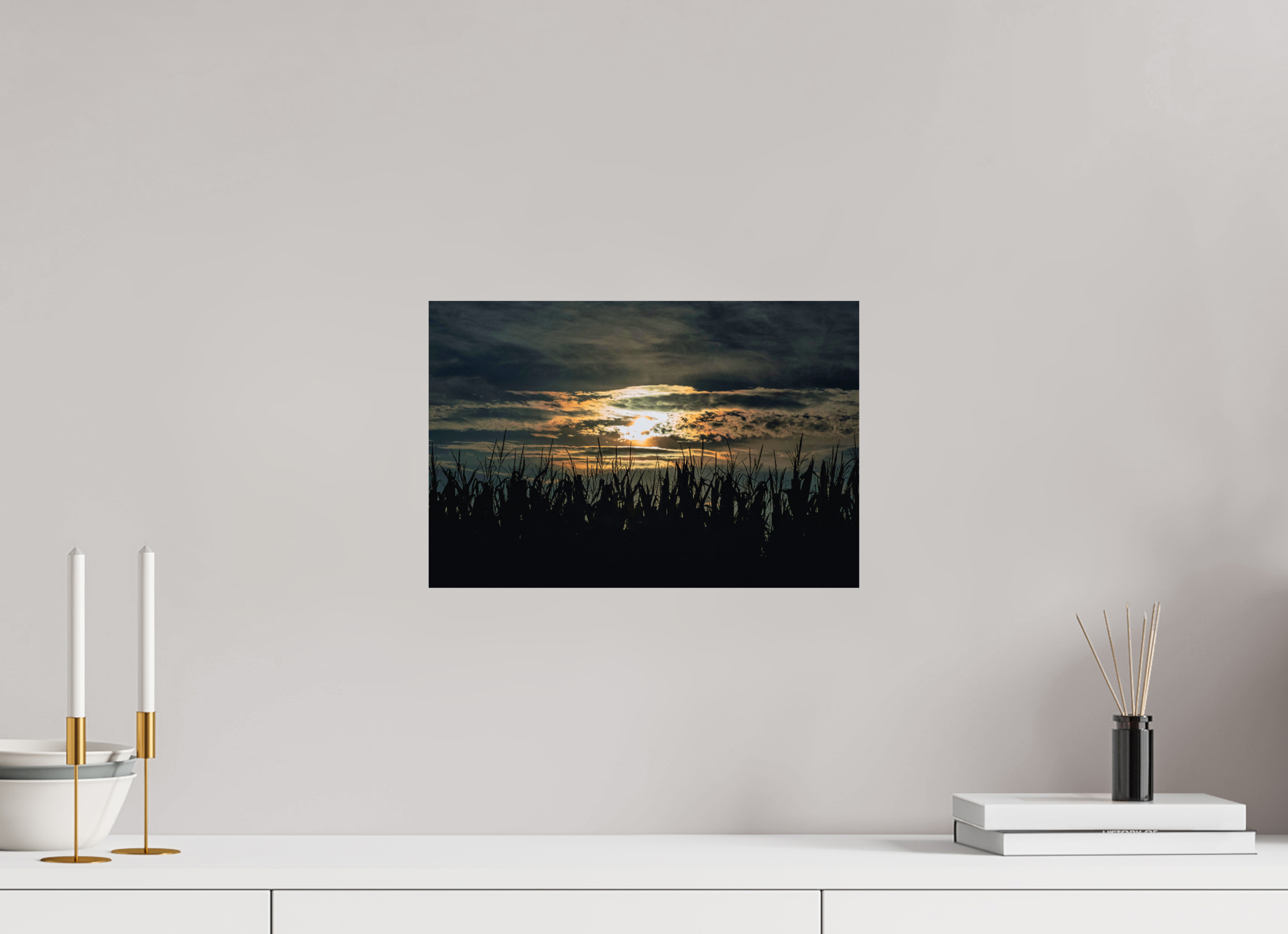 15 x 10″, Hahnemuhle FineArt Pearl Paper Corn at Sunset on Hahnemuhle FineArt Pearl Paper