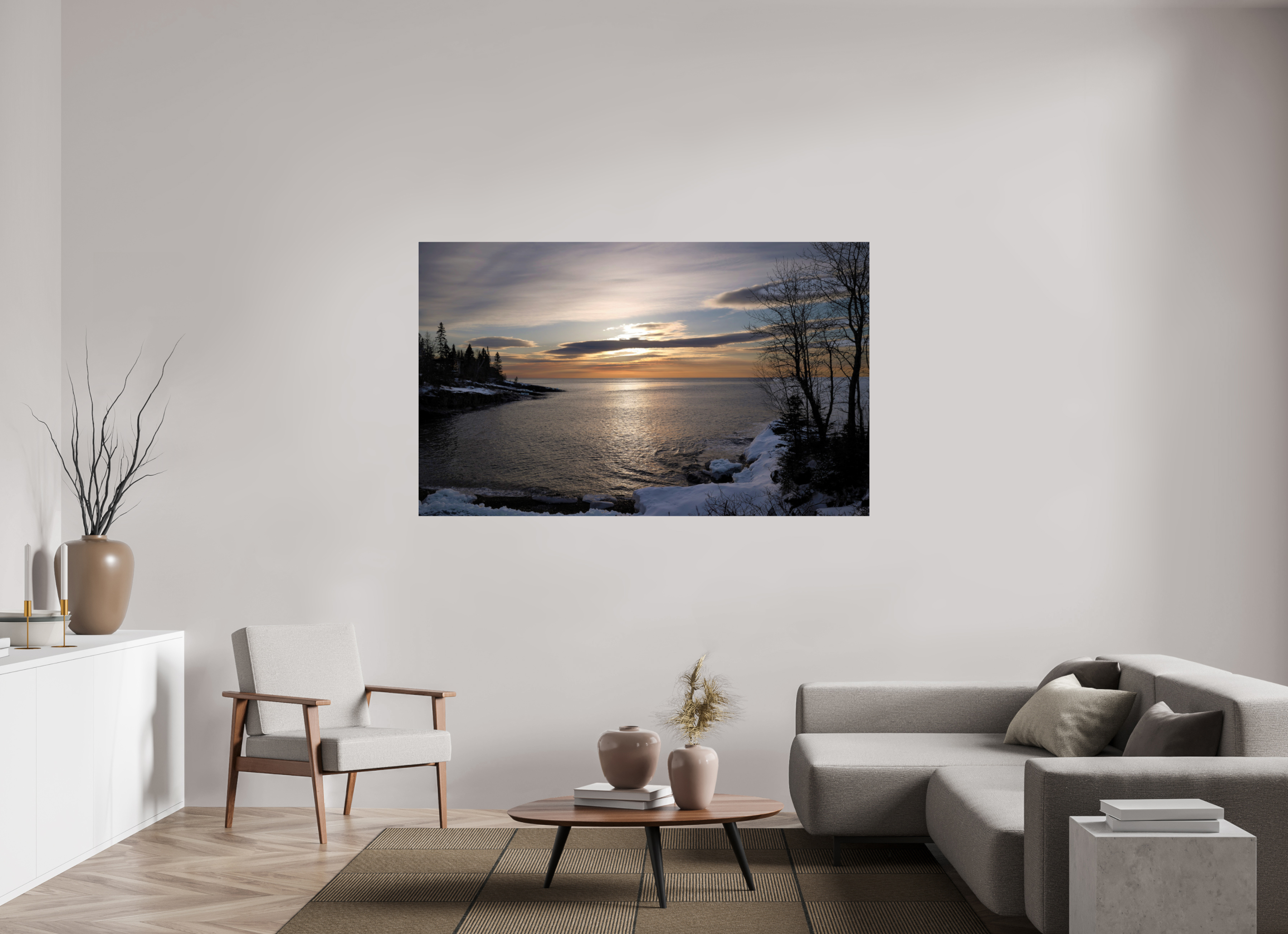 70.7 x 43″, Photo Print Under Acrylic Glass Lake Superior Sunrise on acrylic glass