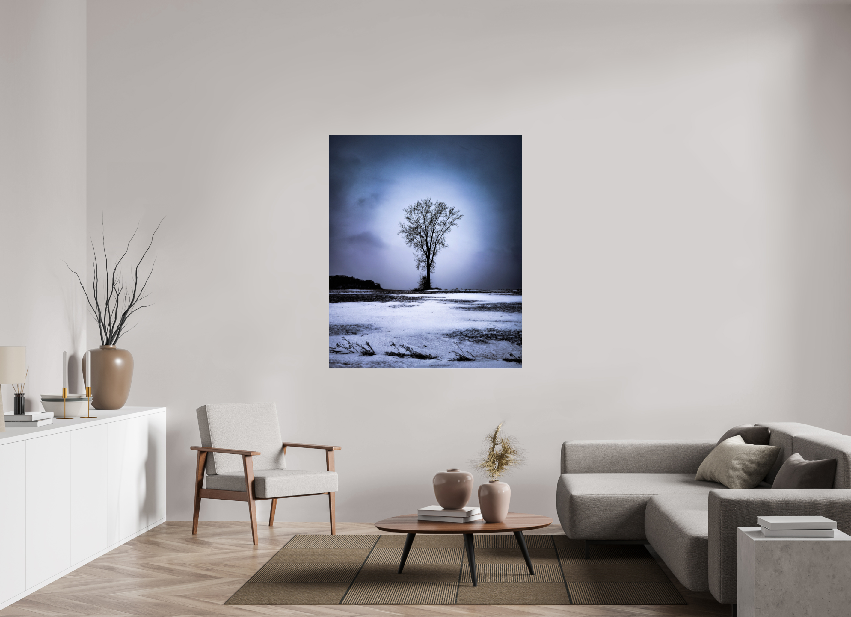 47 x 56.8″, Photo Print Under Acrylic Glass Minnesota Winter Tree on Acrylic Glass