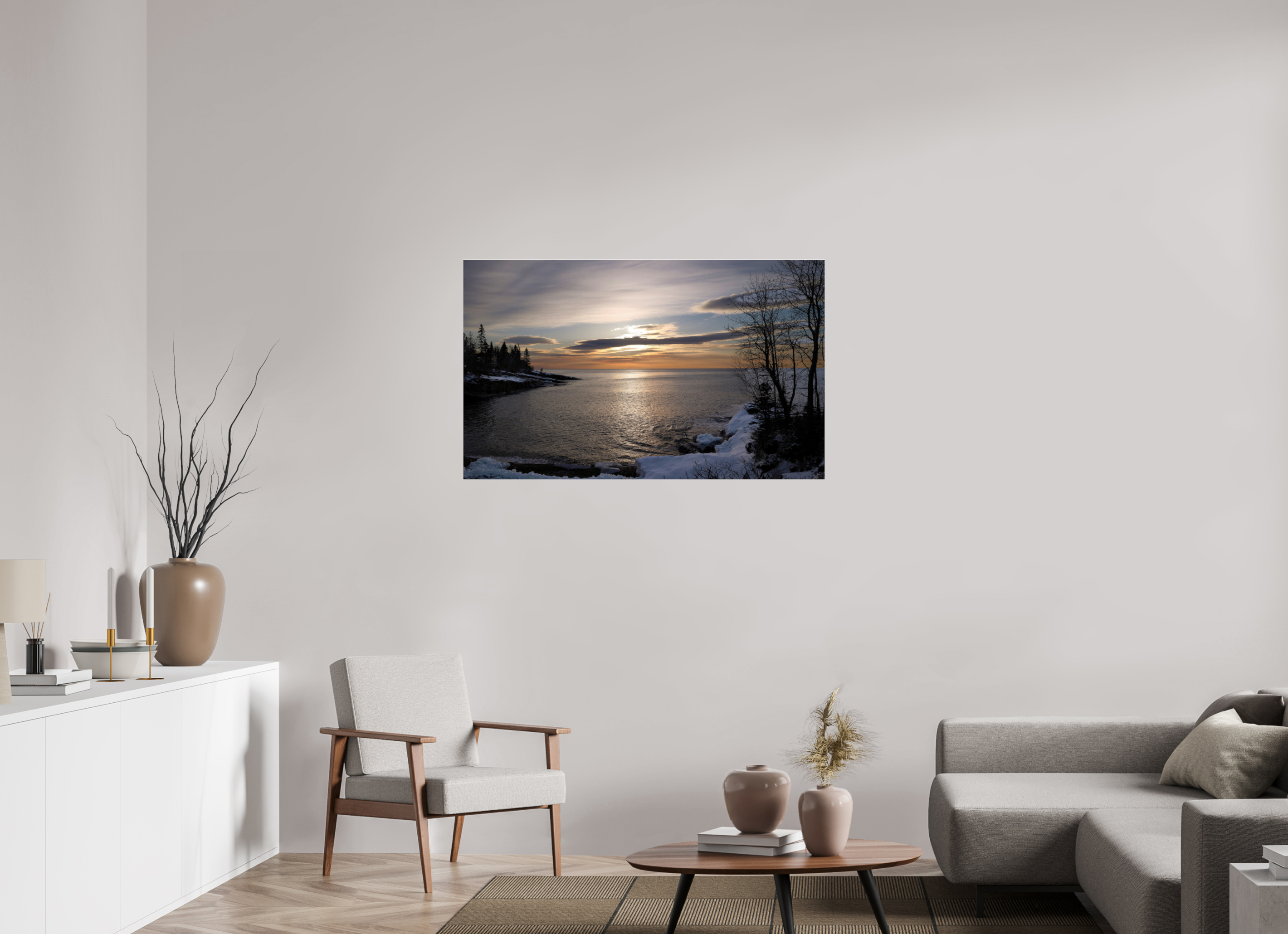 46 x 28″, Photo Print Under Acrylic Glass Lake Superior Sunrise on acrylic glass