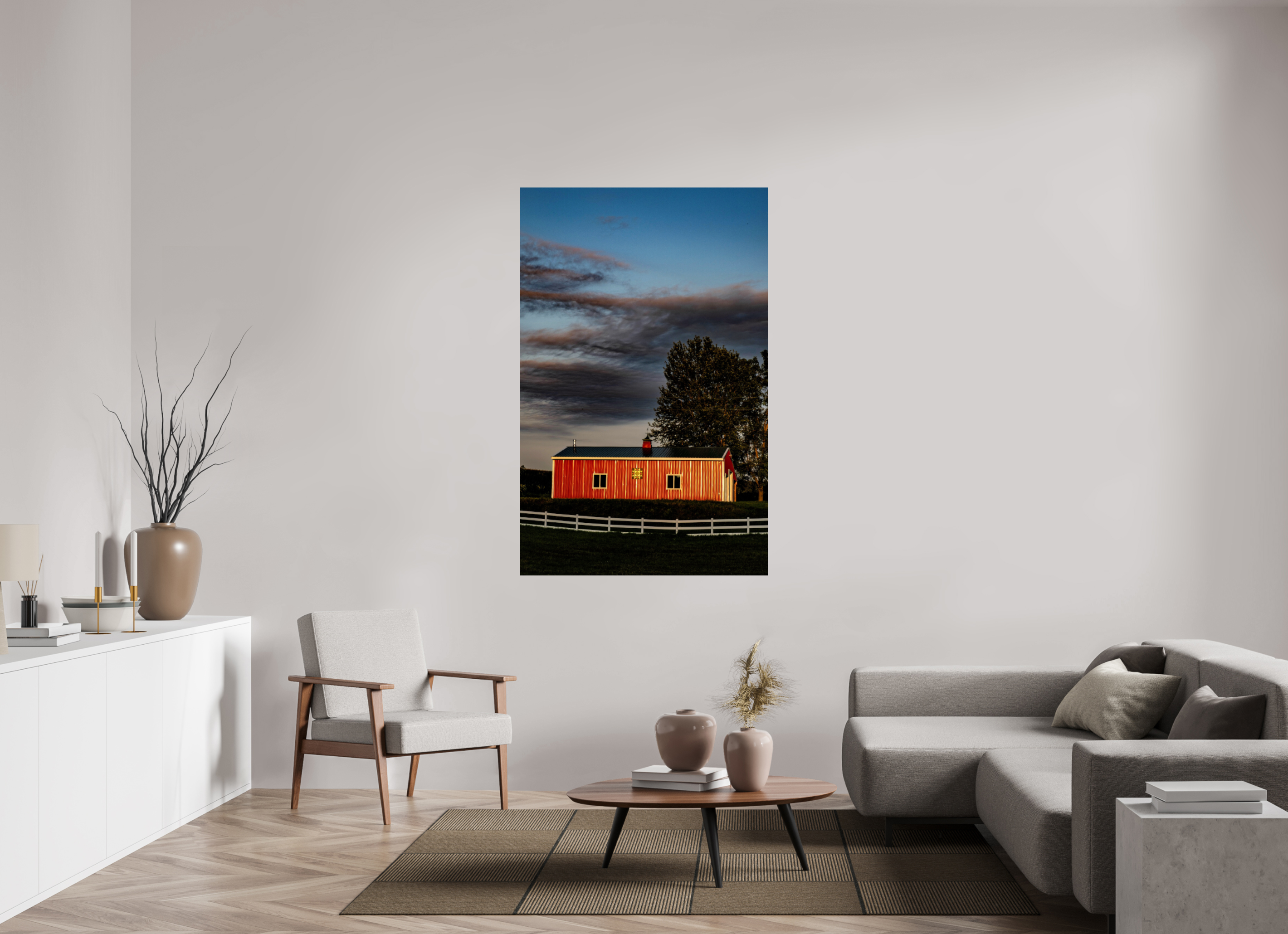 40 x 62.5″, Hahnemuhle FineArt Pearl Paper Barn at Sunset on Hahnemuhle FineArt Pearl Paper