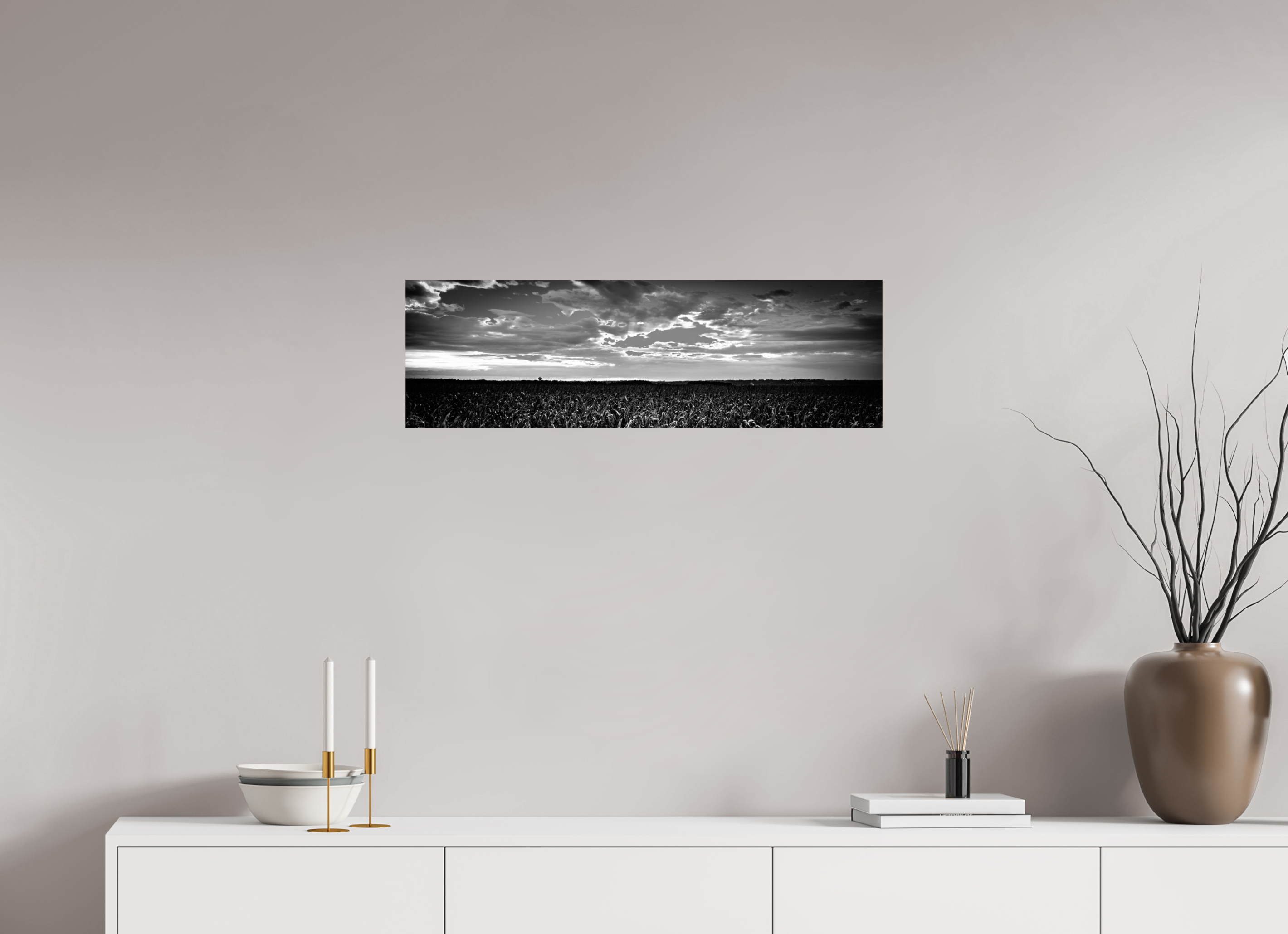 32.4 x 10″, Hahnemuhle FineArt Pearl Paper Cornfield Sunset on Hahnemuhle FineArt Pearl Paper