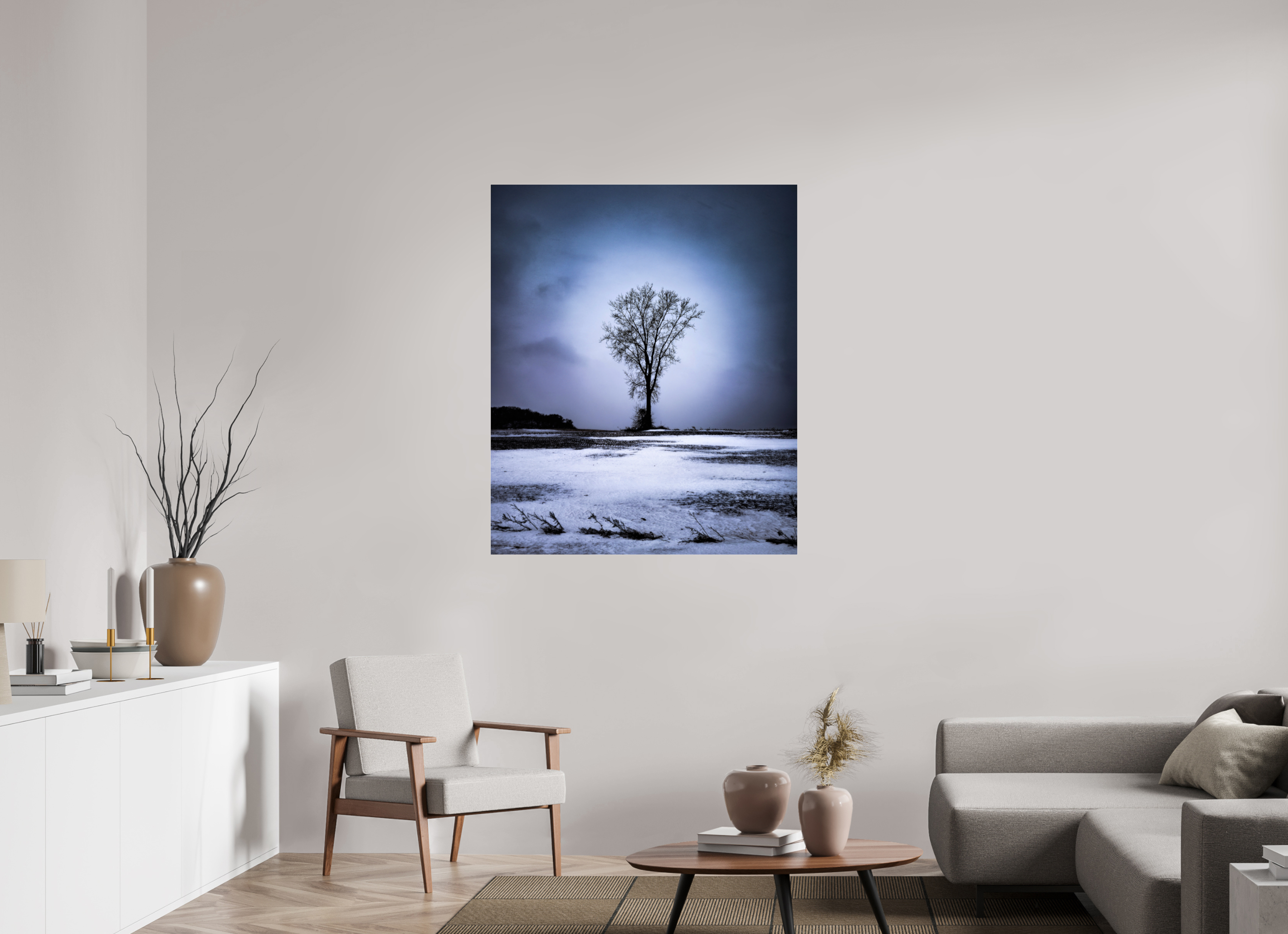 39 x 47.1″, Photo Print Under Acrylic Glass Minnesota Winter Tree on Acrylic Glass